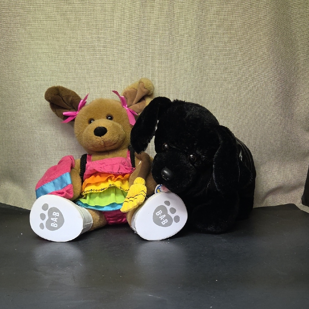 2 Build A Bear‎ Puppies. Brown Sugar Pup, Promise Pets Black Pup